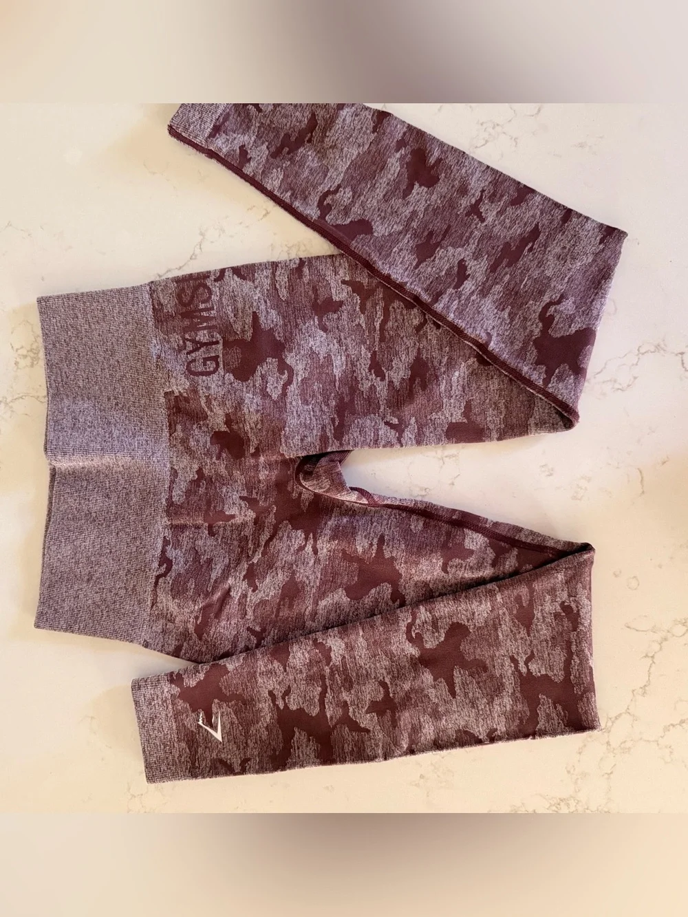 Gymshark women’s  Leggings Trio in Orange, Pink & Gray/burgandy Camo-Small - Picture 11 of 14